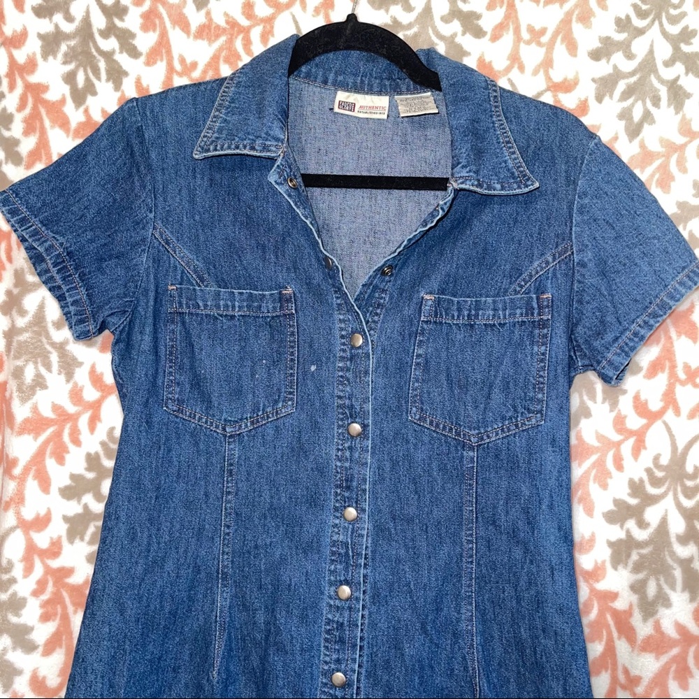 Denim shirt sleeve dress
